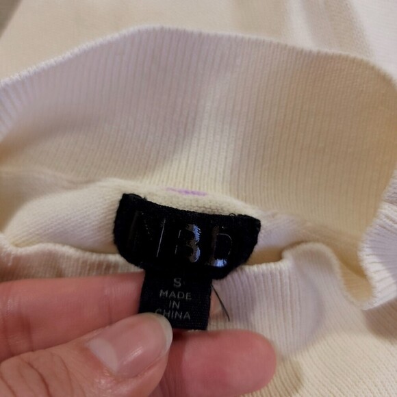 NBD Tanner 90s Minimal Bustier Cutout Ruched Sweater Mini Dress Ivory Small y2k - Picture 10 of 10